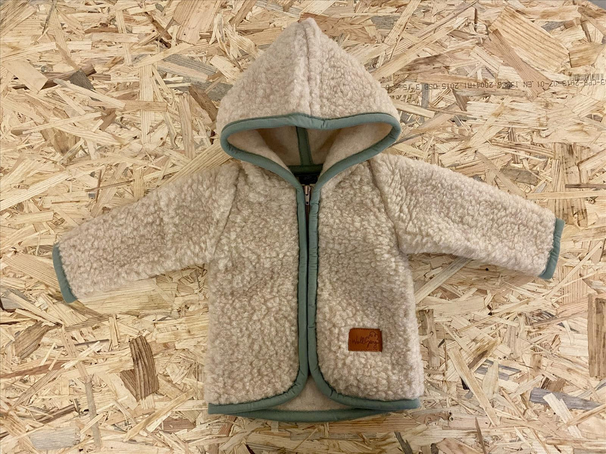 Wolljacke mit Teddy Optik mit Kapuze für Kinder