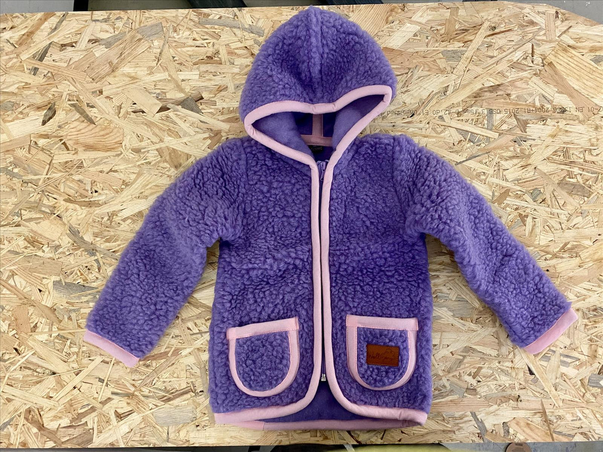 Wolljacke mit Teddy Optik mit Kapuze für Kinder